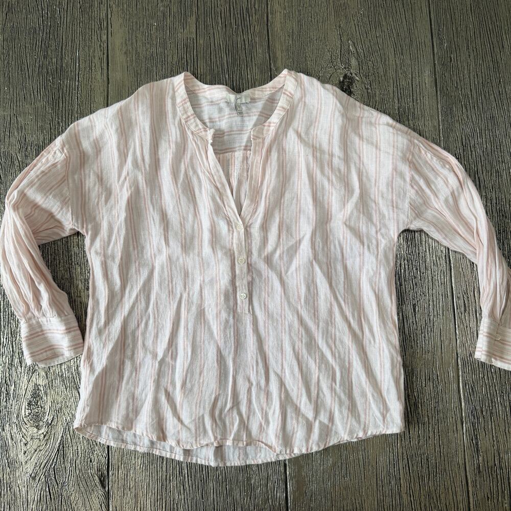 Joie Bekette Peach Striped 100% Linen Blouse Shirt Top Size Small - Picture 2 of 7